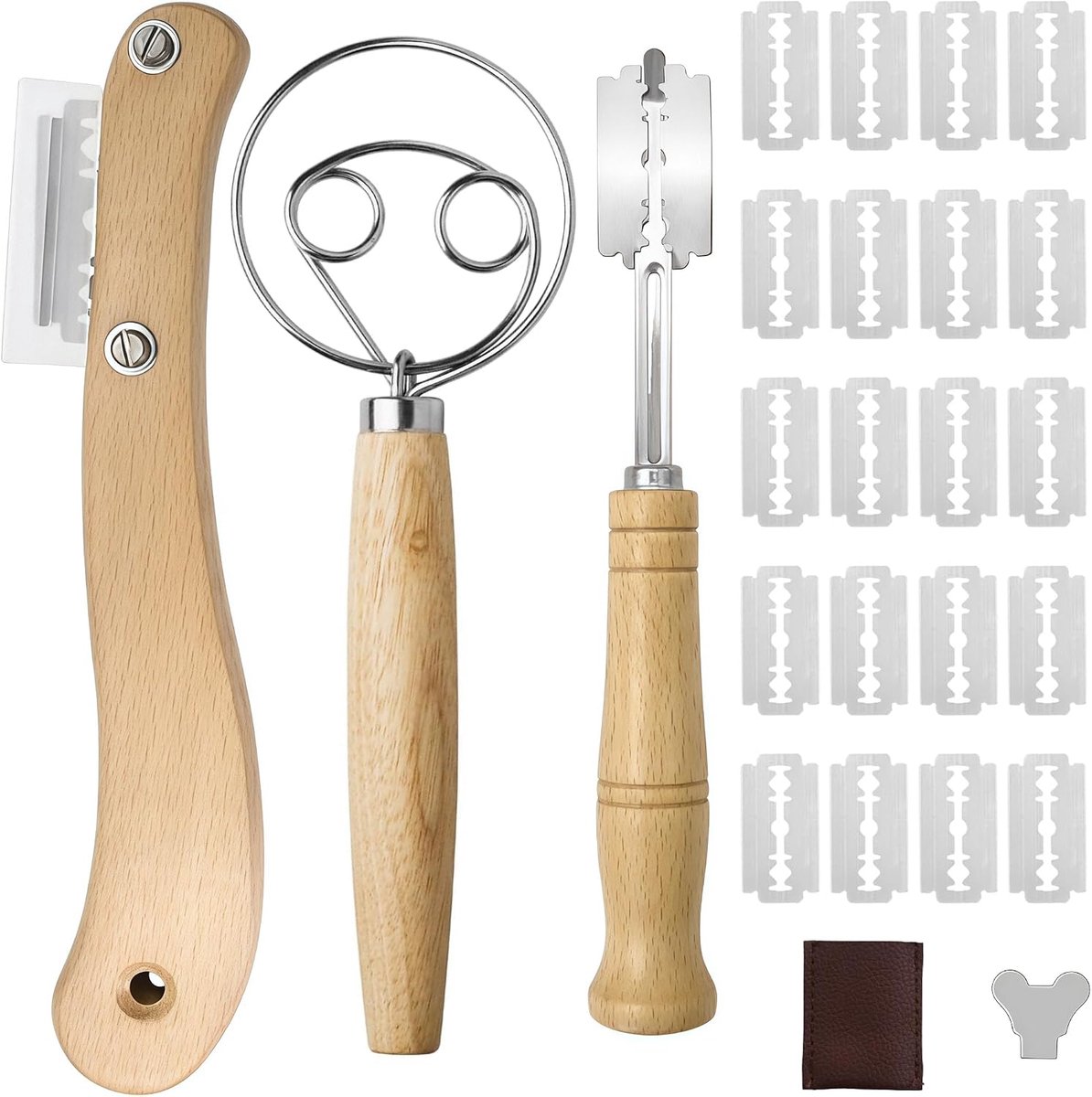 Bakkersmes Set – 2x Broodmes + 20 Mesjes + Deense Garde - ShopVlot