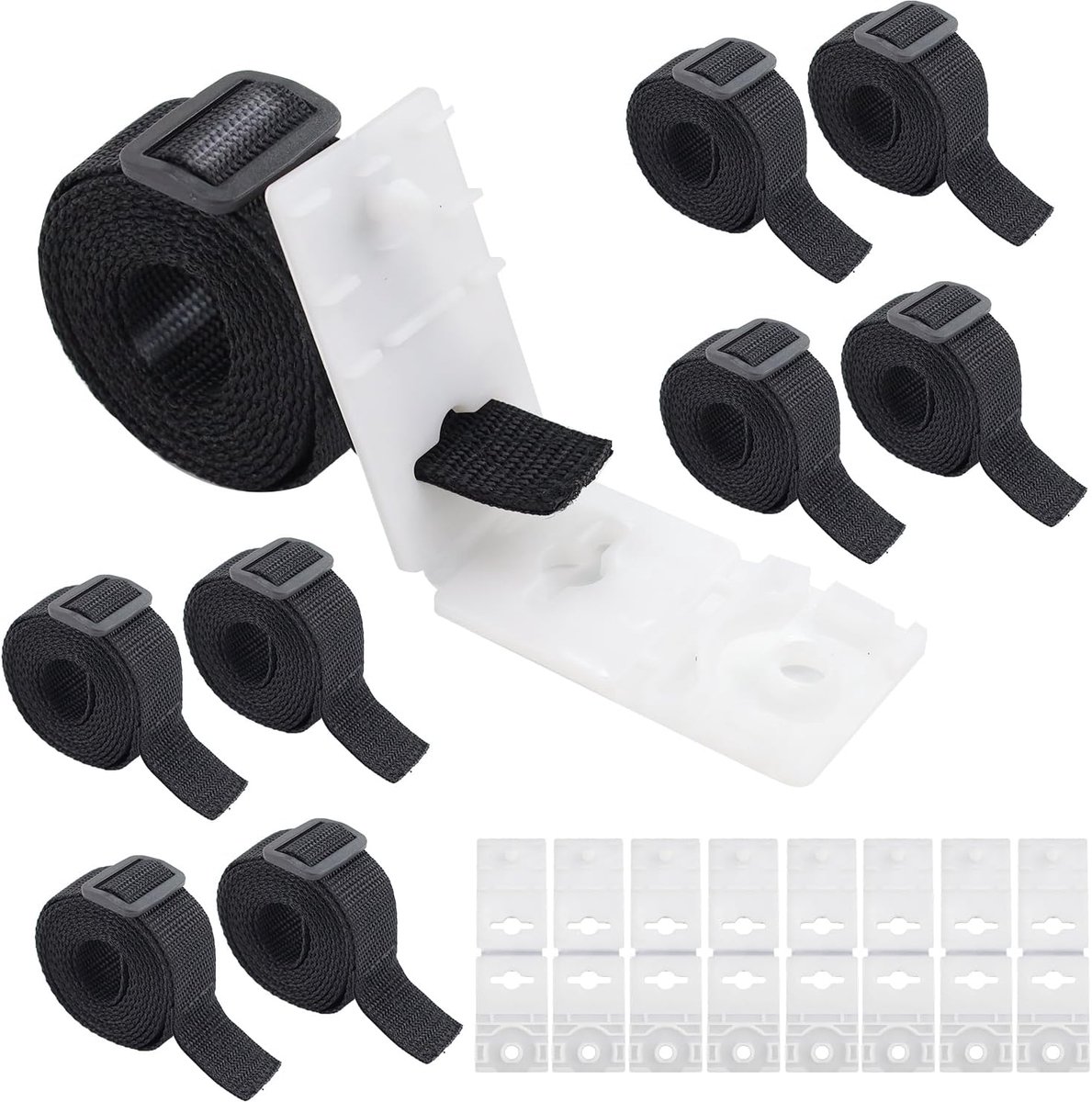 Abnaok Set of 8 fixing straps and clips, pool roller, roll-up system, mobile sun foil - ShopVlot