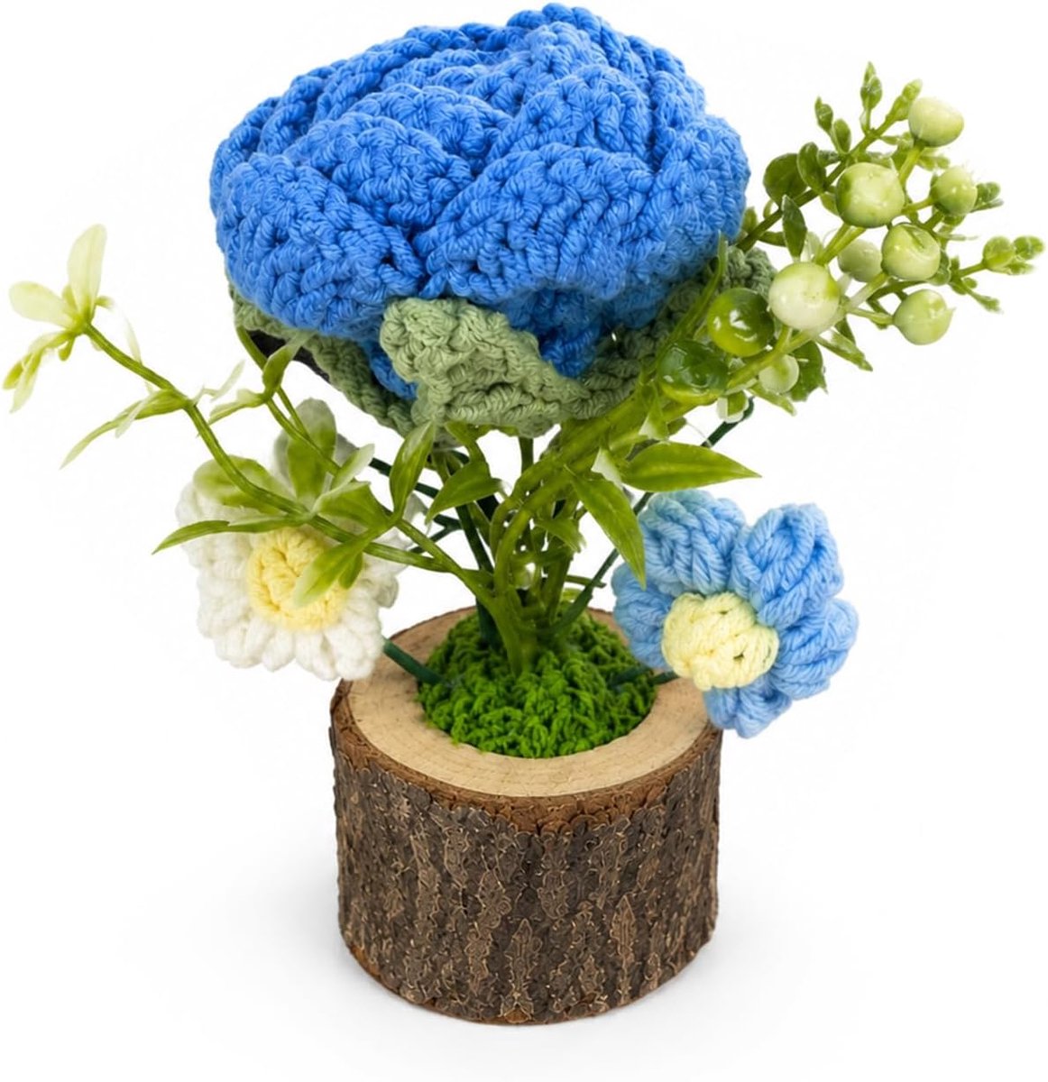 gehaakte bloemen, handgemaakte gehaakte blauwe roos voor vrouwen, duurzaam cadeau voor leraressen en collega’s - ShopVlot