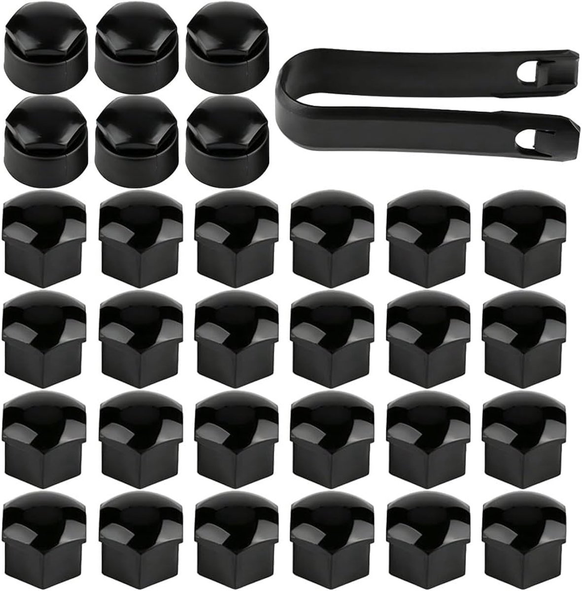 Wielmoerafdekkingen, 30 stuks, 0,67 inch/17 mm, 24 standaard + 6 vergrendelbare afdekkingen + - ShopVlot
