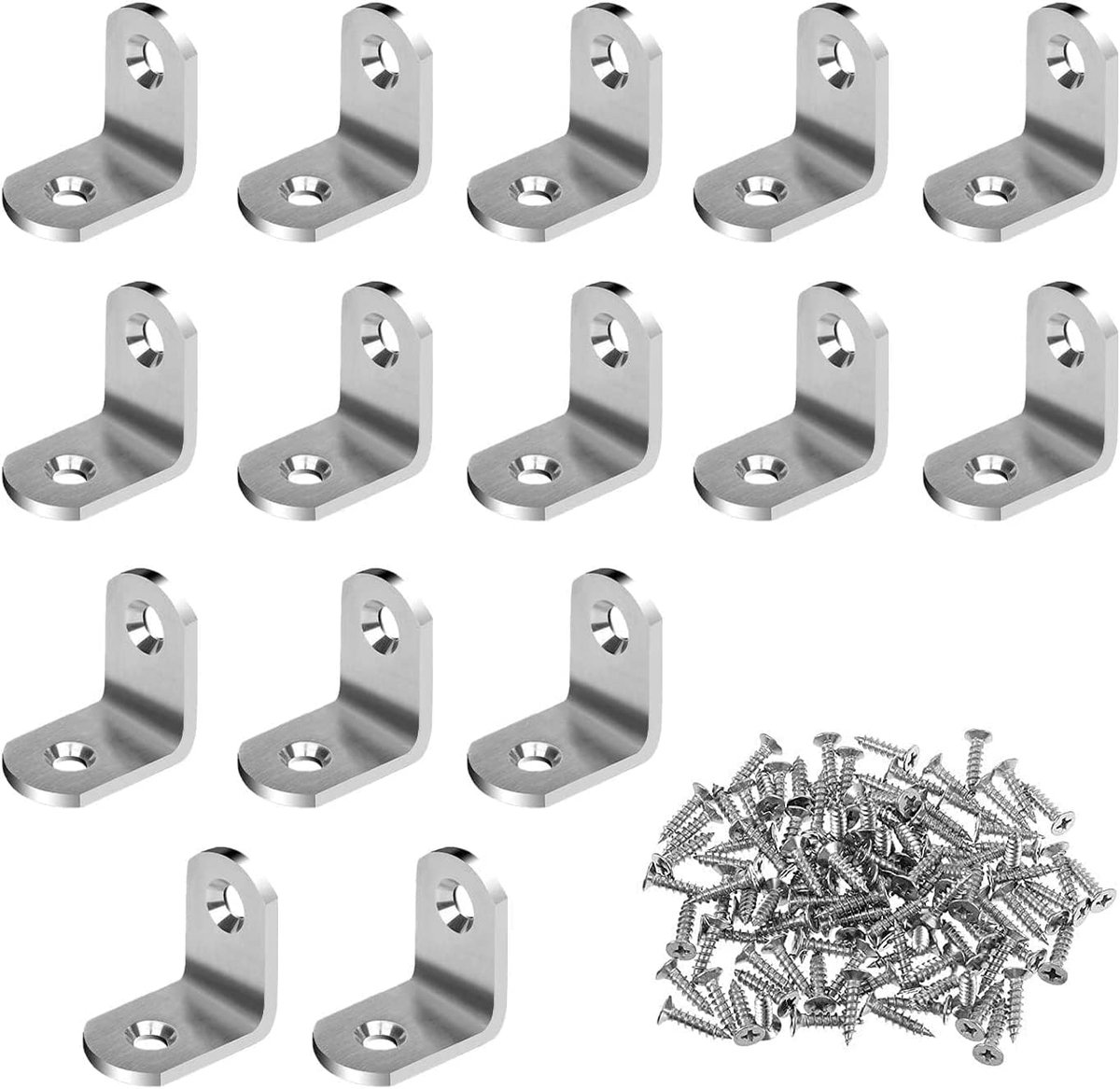 L Bracket Joint Right Angle Bracket with 20 Pieces Screws 15Pcs Stainless Steel Right Angle Bracket Security Corner - ShopVlot