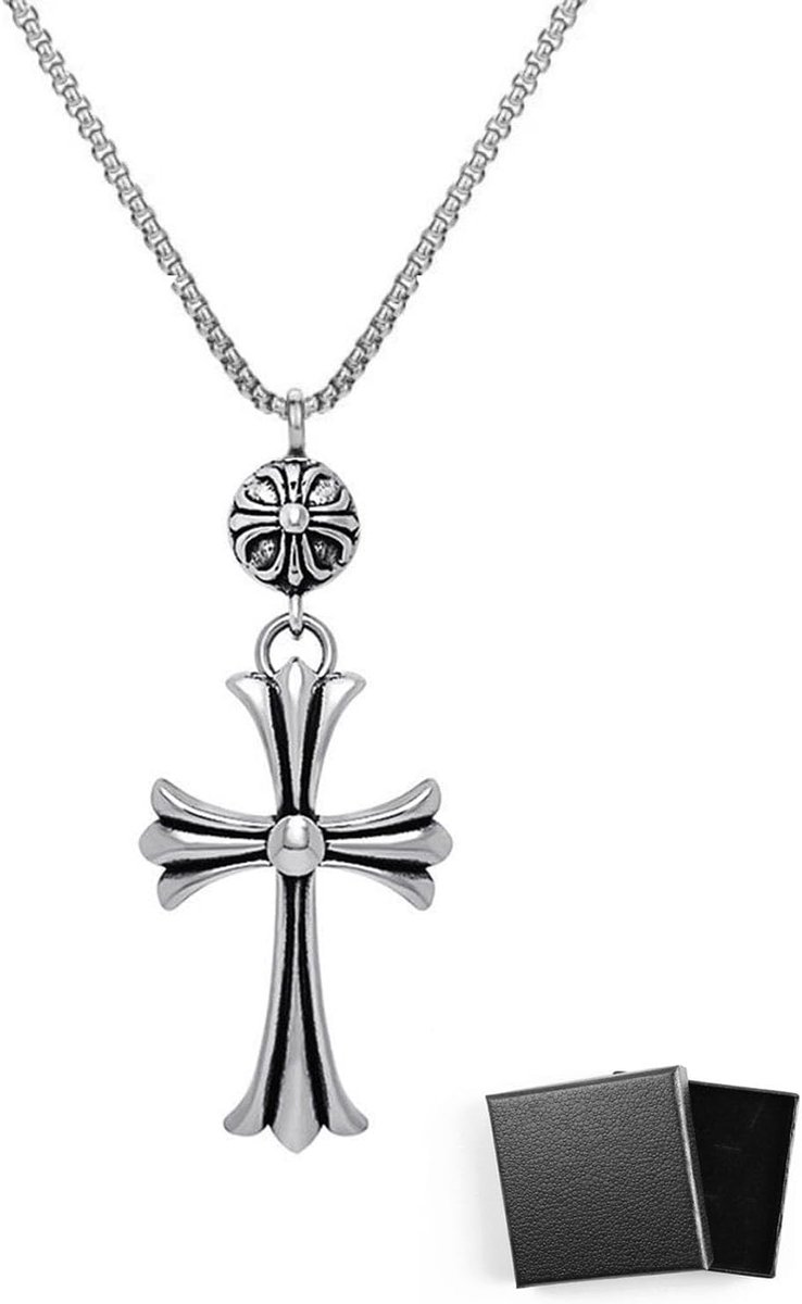 1 stuk roestvrijstalen kruisketting voor mannen en vrouwen kettinglengte klassiek en elegant design, christelijke - ShopVlot