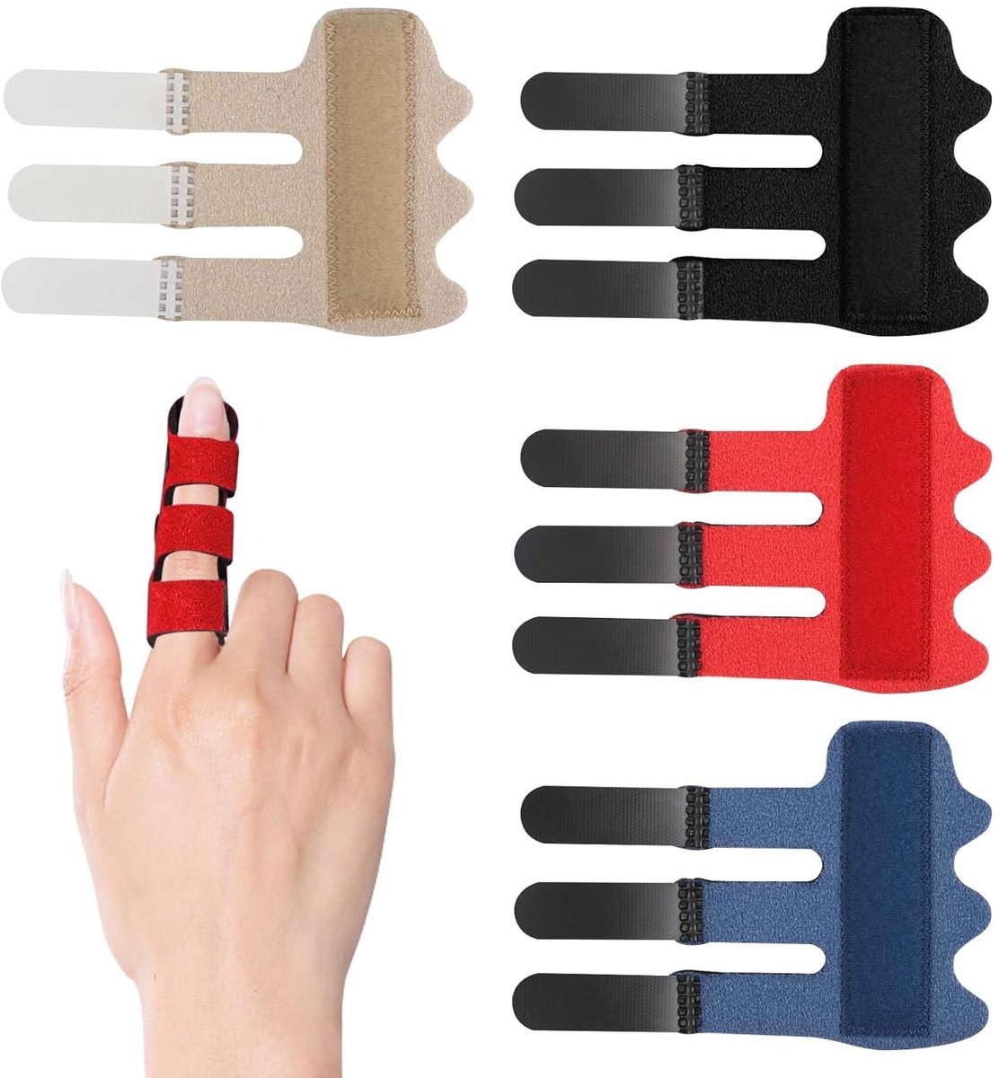 Zovator Finger splint, set of 4, adjustable finger orthosis with integrated aluminium rail for light and stable - ShopVlot