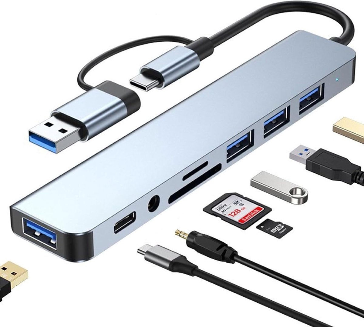 ERBO 8 in 1 USB Hub Multiport Adapter - ShopVlot