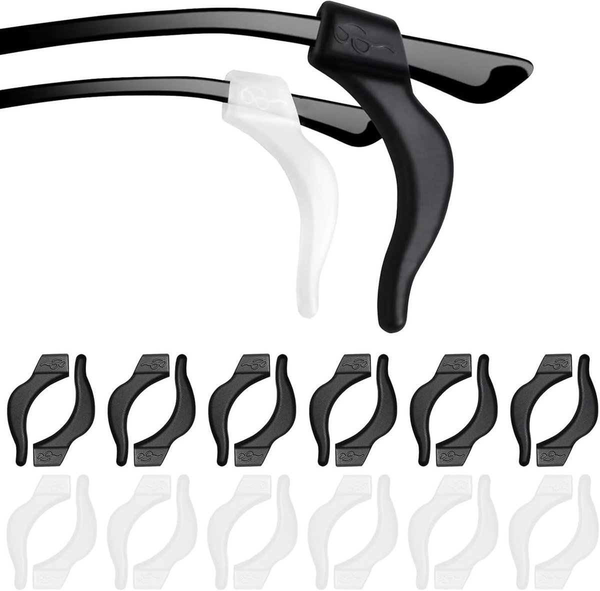 Pack of 24 12 Pairs of Glasses Holder for Ears, Glasses Pipes, Slipstoppers, Non-Slip Glasses Temples, Glasses Holder - ShopVlot