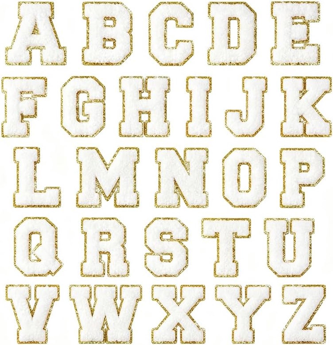 Zelfklevende chenille letterpatches (wit) - ShopVlot