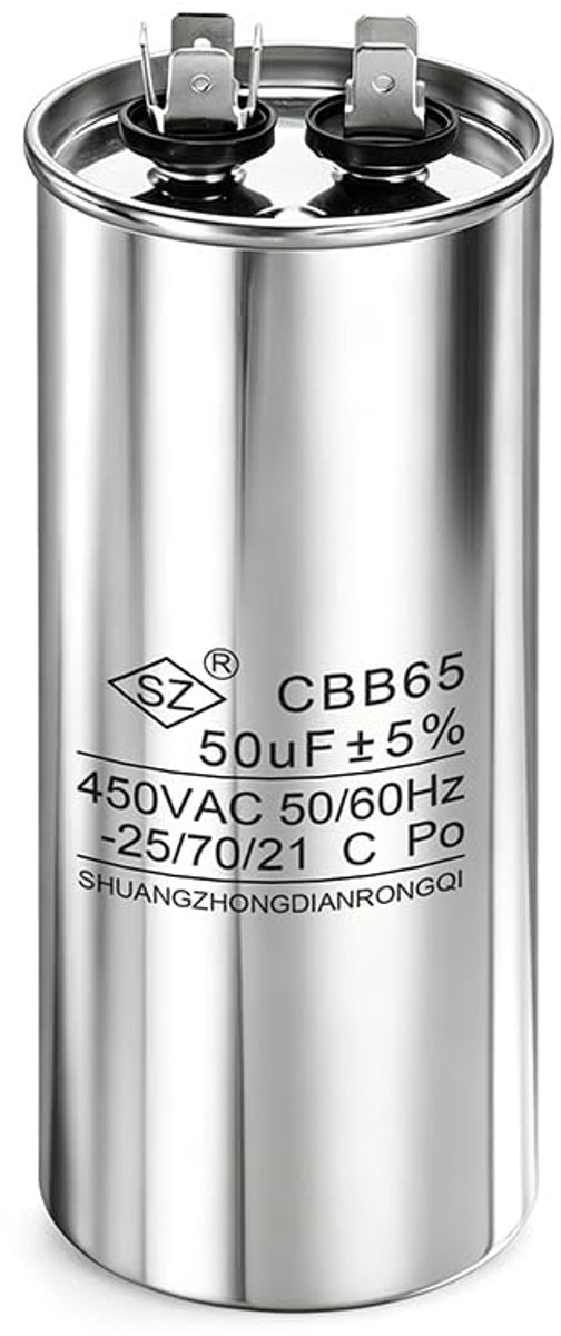 1 stuk condensator CBB65, 50µF 450V, ronde werkcondensator voor wisselstroommotor en HVAC-compressor, generatorstart - ShopVlot