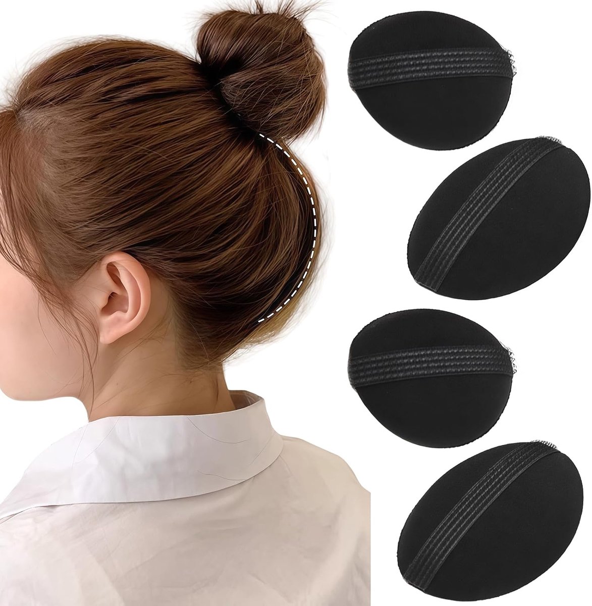 Haarborstels set 4 stuks - 2 grote en 2 kleine - zwarte spons - volume creëren voor elke haarstijl - ShopVlot