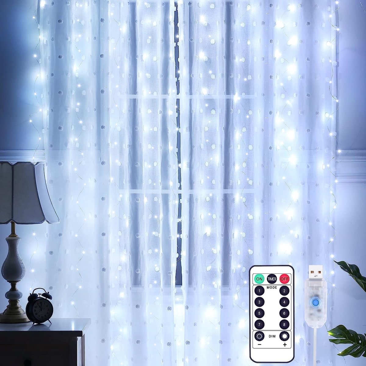Lichtgordijn 3 x 3 m - 300 LED Fairy Lights - Koud Wit - Decoratie voor Feesten - ShopVlot