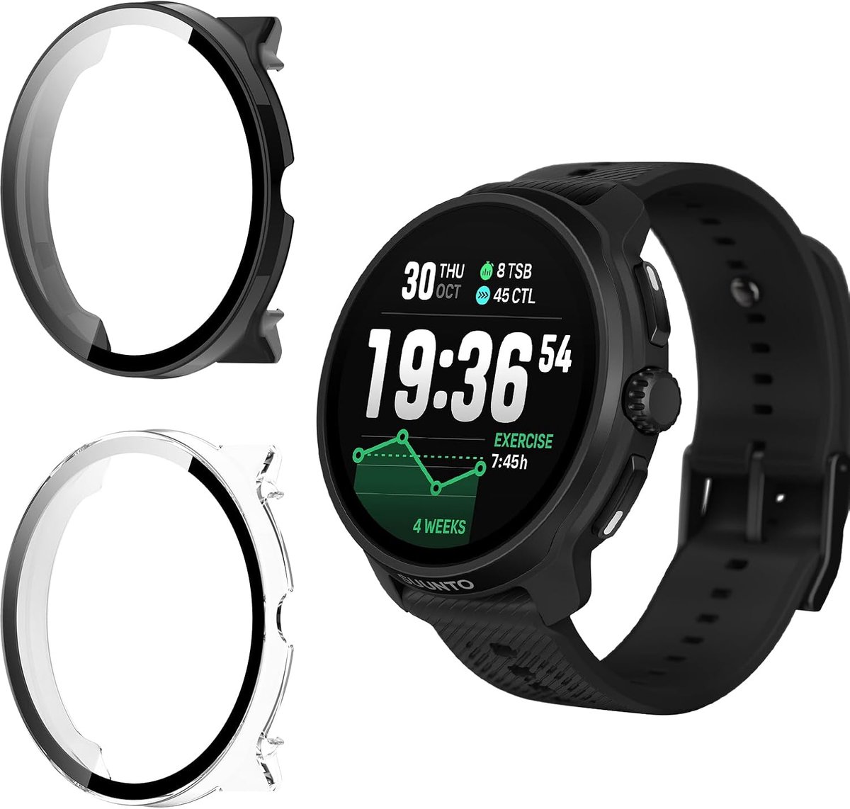 Beschermhoes Suunto RACE 2 - Hard PC-frame - Transparant zwart - HD heldere krasbescherming - ShopVlot