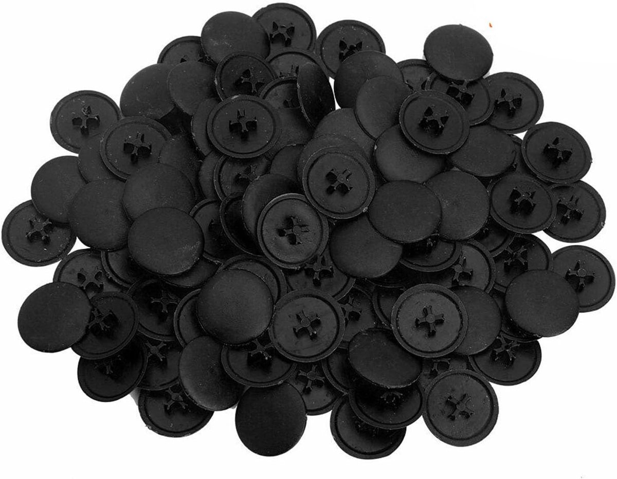 Zwarte schroefdeksels 100 stuks - plastic - roestvrij - voor Phillips schroeven - ShopVlot
