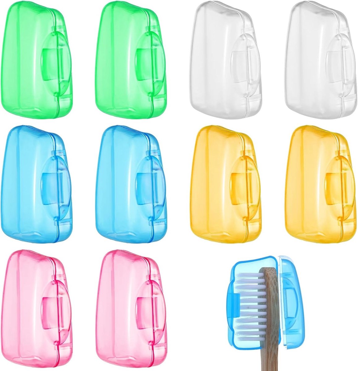 Set van 10 Beschermhoezen voor Tandenborstels, Draagbare Bescherming, Ideaal voor Thuis, Kantoor en Reizen, 3D Borstels en Hygiëne Accessoires