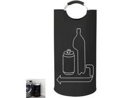 Verzamelbak voor lege flessen - Opbergzakken van Oxford-stof - Wasmand - 115L verzamelbak voor statiegeldflessen - voor voorraadkast, garage, thuiskantoor, camping, picknick, kofferbak - 83.5×43.5cm - zwart