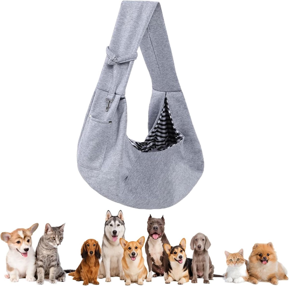 Comfortabele Draagtas voor Kleine Honden - Ademend en Omkeerbaar met Opbergzak, Handenvrije Draagoplossing voor Reizen, Winkelen en Wandelen