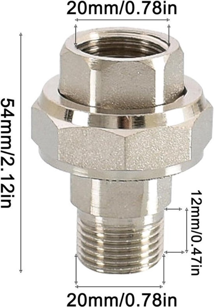 2 stuks messing buitendraad schroefverbindingen 1/2 inch IG x AG conisch afdichtend