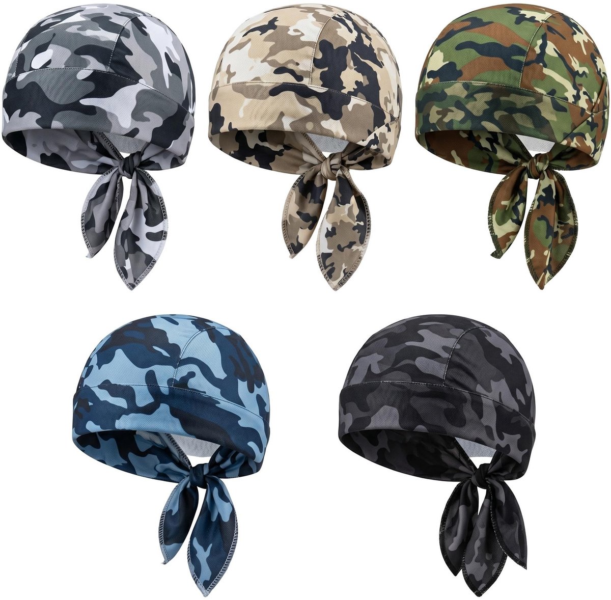 Solidchoice - Set van 5 Bandana's voor Heren, Sportieve Hoofddoeken