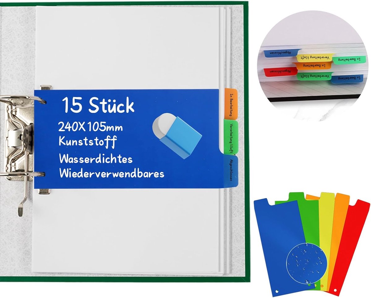 Register for Folders, A4, Colourful, Dividers, Folder, Plastic, 1/3, Cut, 24 x 10.5 cm, Plastic Dividers with - ShopVlot