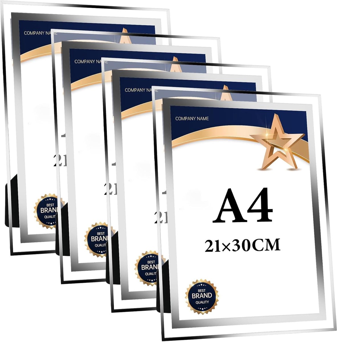 Fotolijsten, A4, glas, zilver, certificaatlijst, 21 x 29,7 cm, diploma, fotolijst, documentenlijst, posterlijst voor - ShopVlot