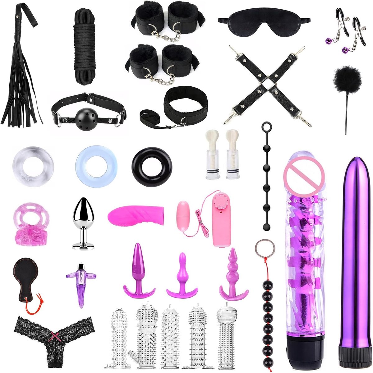Bondage Set 34-Piece Bedbondage Set and Passion Beginner Bondage Set, Including Bondage Belts, Couples Toy, Belts Etc. - ShopVlot