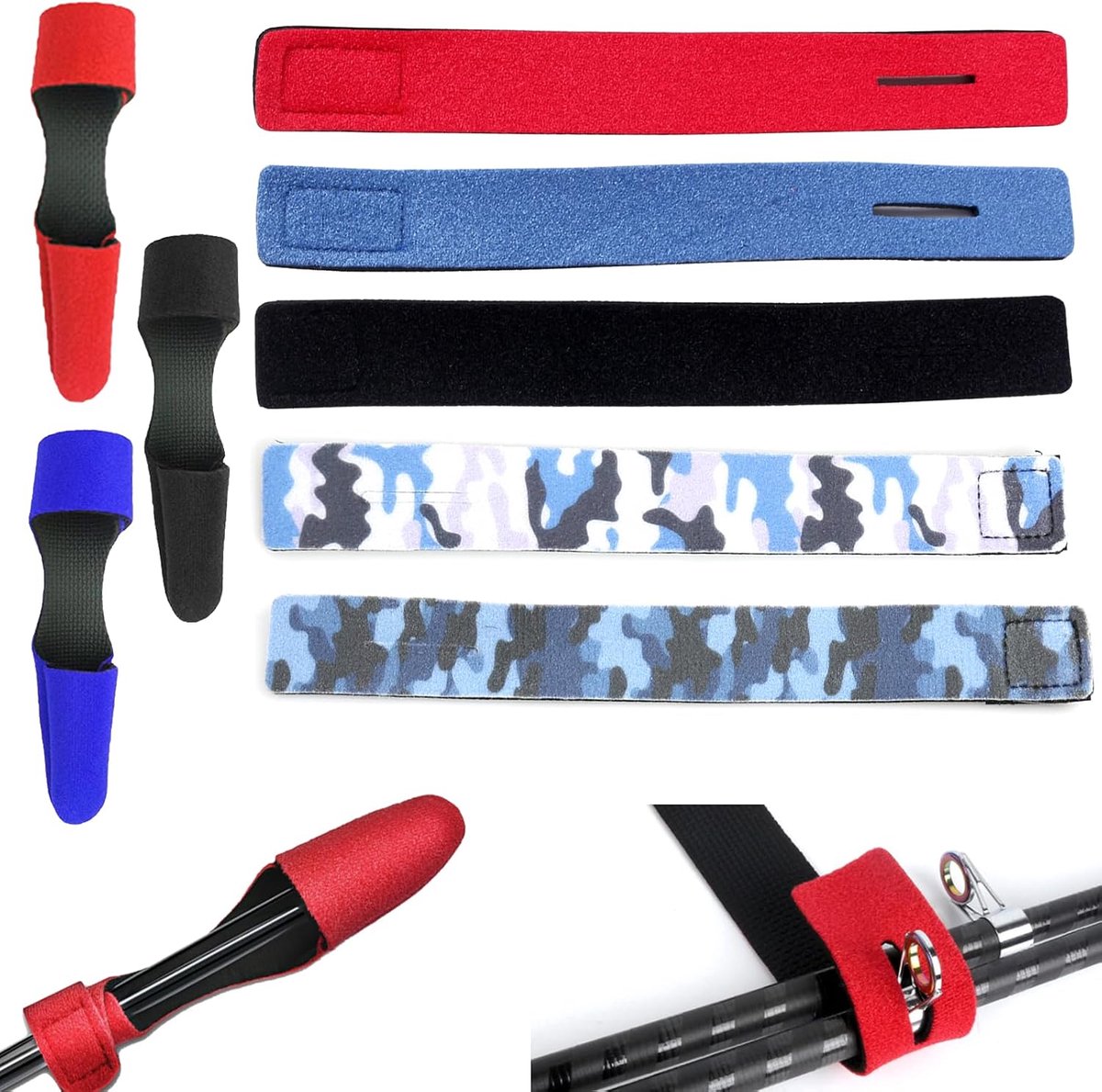 8 Pcs Fishing Rod Fastener,Tie Belts Elastic Fishing Rod Ties for Fixed Fishing Rods Gear Strap Spinning Rod Sea - ShopVlot