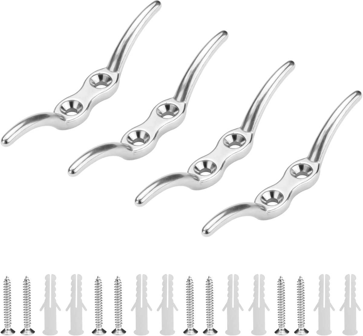 4 Pack Boat Cleats 6.8cm, 316 Stainless Steel Heavy Duty Dock Cleats Marine Grade, Tie Down Rope Cleat, Includes - ShopVlot