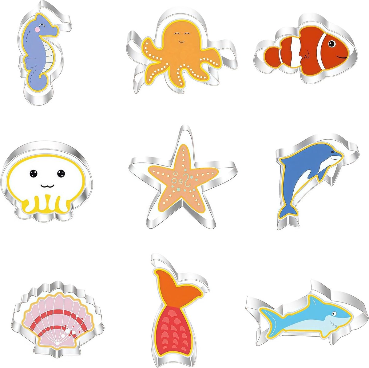 9 pieces of semolina for sea biscuits made of stainless steel, bread made of stainless steel, cookies from the sea - ShopVlot