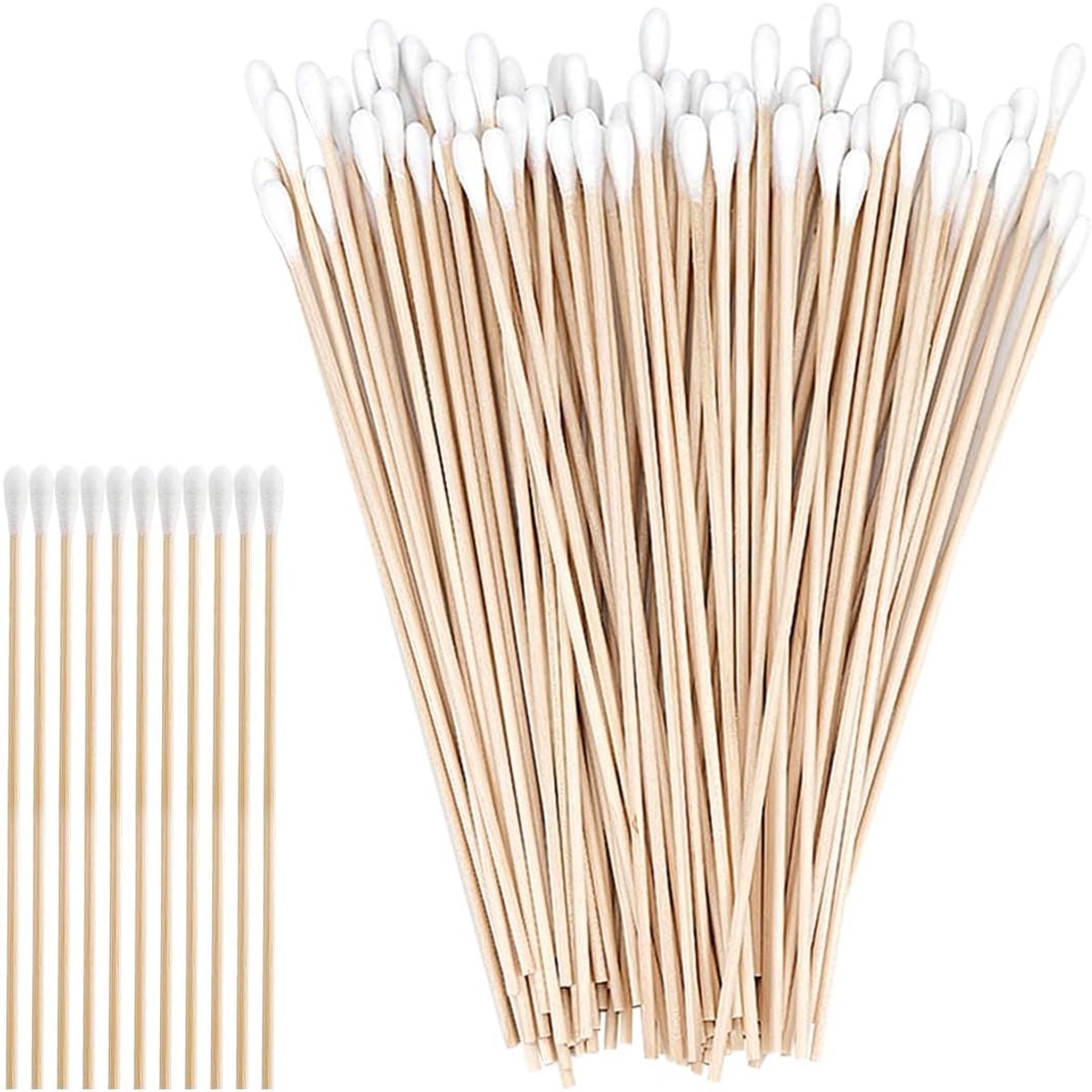 FERCAISH 200 stuks lange wattenstaafjes, 15 cm, houten handvat, wattendragers, oorstaafjes, reinigingsstaafjes, hout - ShopVlot