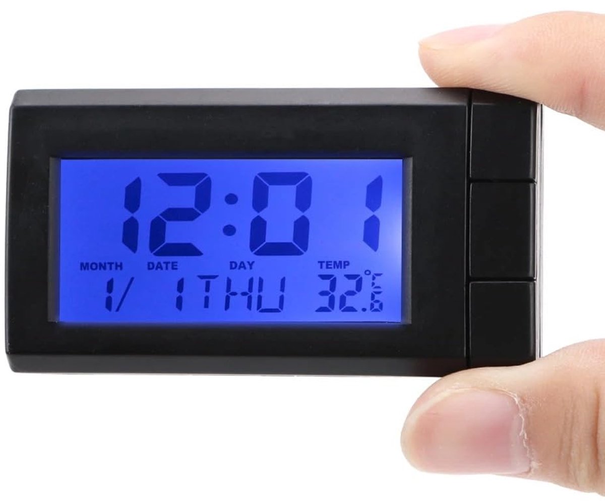 Car Clock Thermometer, Luminous Car Temperature Gauge, Digital Display, Dashboard Clock with Battery for All Car Models - ShopVlot