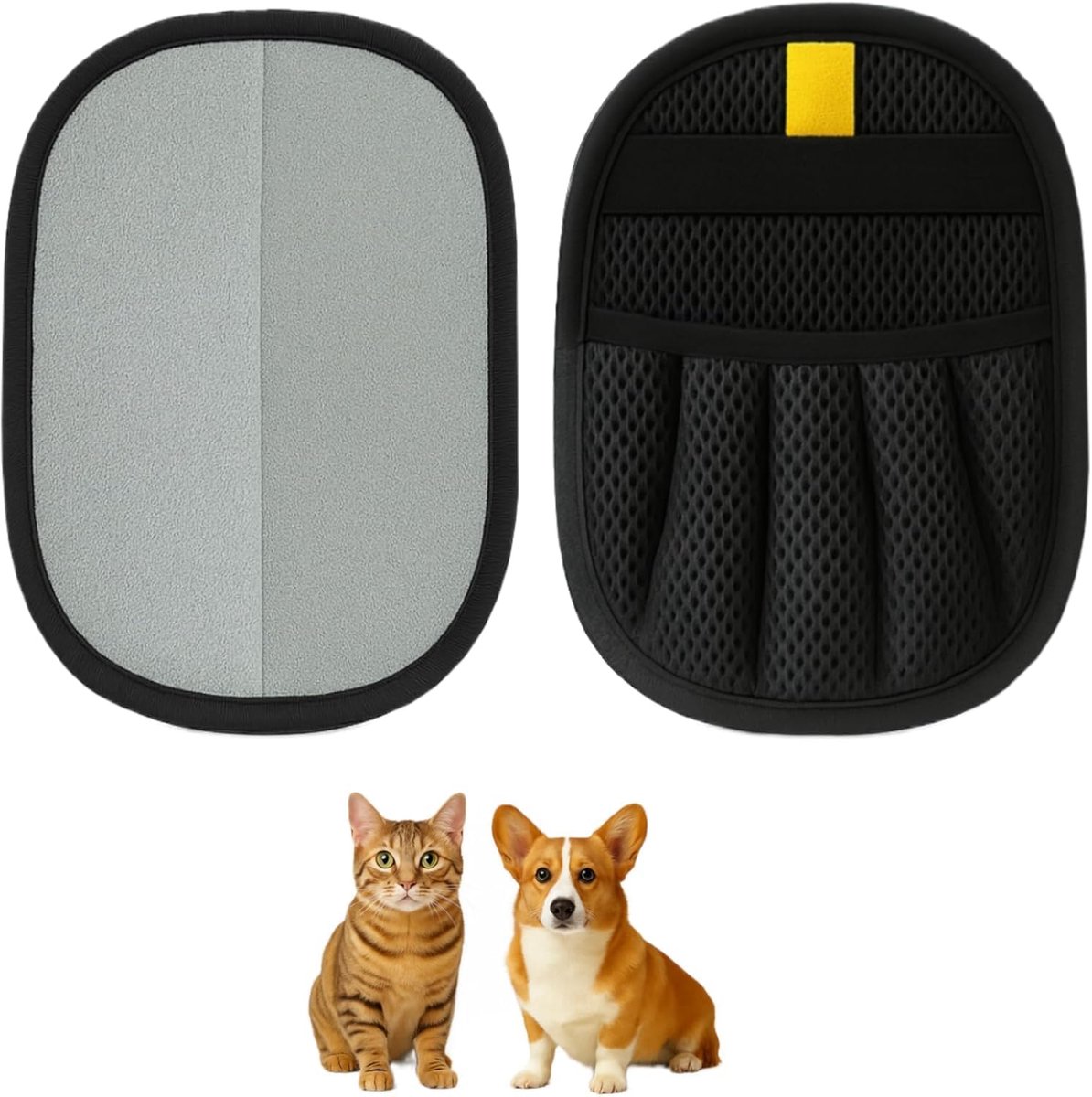 2 stuks dierenhaarverwijderingshandschoenen, zwarte vingerhandschoenen, kattenhaarverwijderaar met sterke - ShopVlot