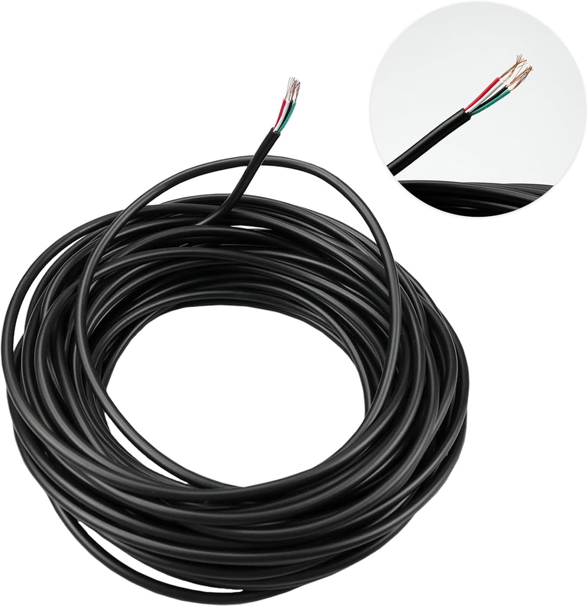 Electrical cable, 10 m, 28 AWG, black, PVC cable, 4-core copper core, electric wire, total outer diameter 3 mm for - ShopVlot