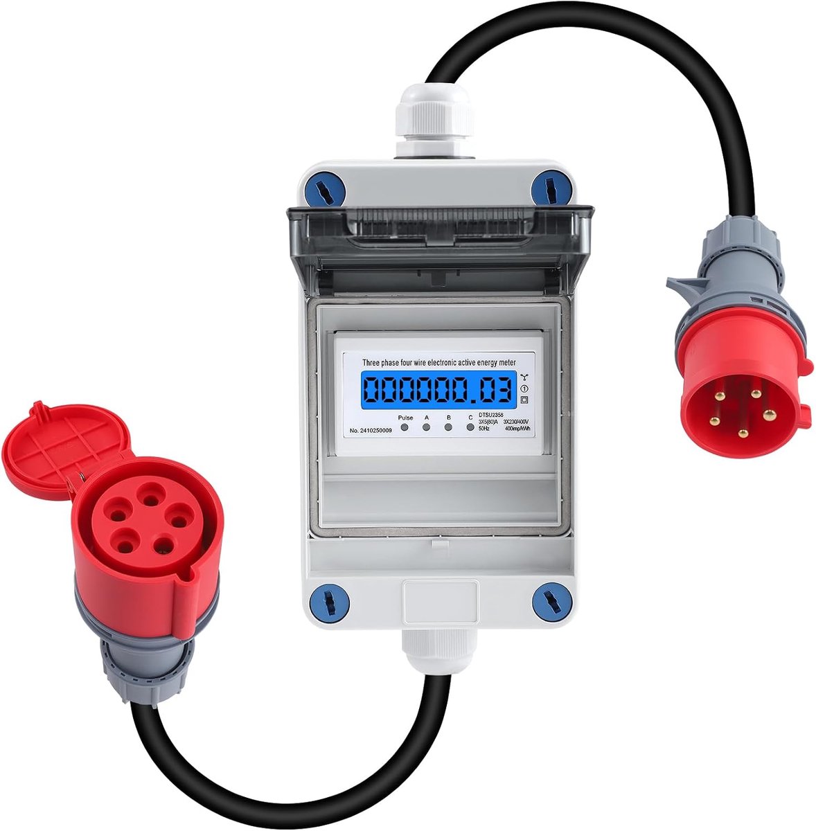Mobile Digital Electricity Meter, Three Phase, Digital Electricity Meter with Plug for Socket 16A 400V - ShopVlot
