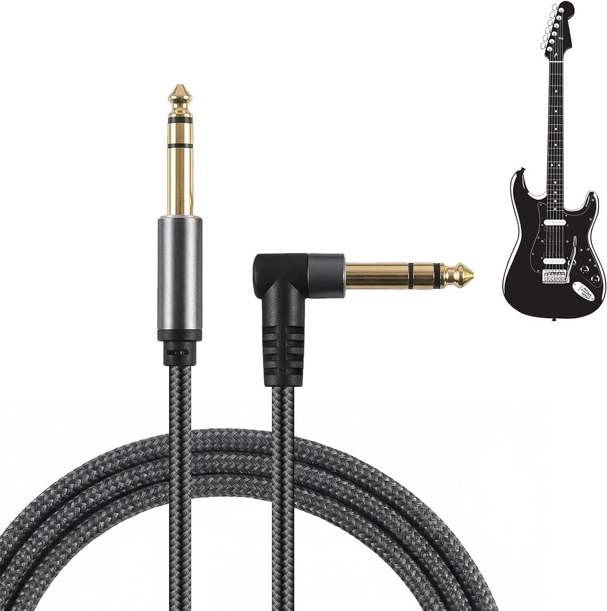 3m Electric Guitar Cable 6.35mm Asymmetric TRS Instrument Cable for Electric Guitar, Bass, Battery, Pedals, Amplifier - ShopVlot