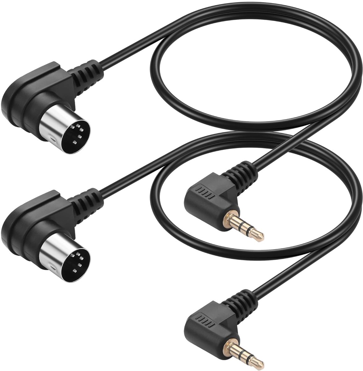 CERRXIAN 2 Pcs 5 Pin DIN to 3.5mm Cable, 90 Degree MIDI DIN 5 Pin Plug to 90 Degree 3.5mm 1/8 Inch TRS Stereo Jack - ShopVlot