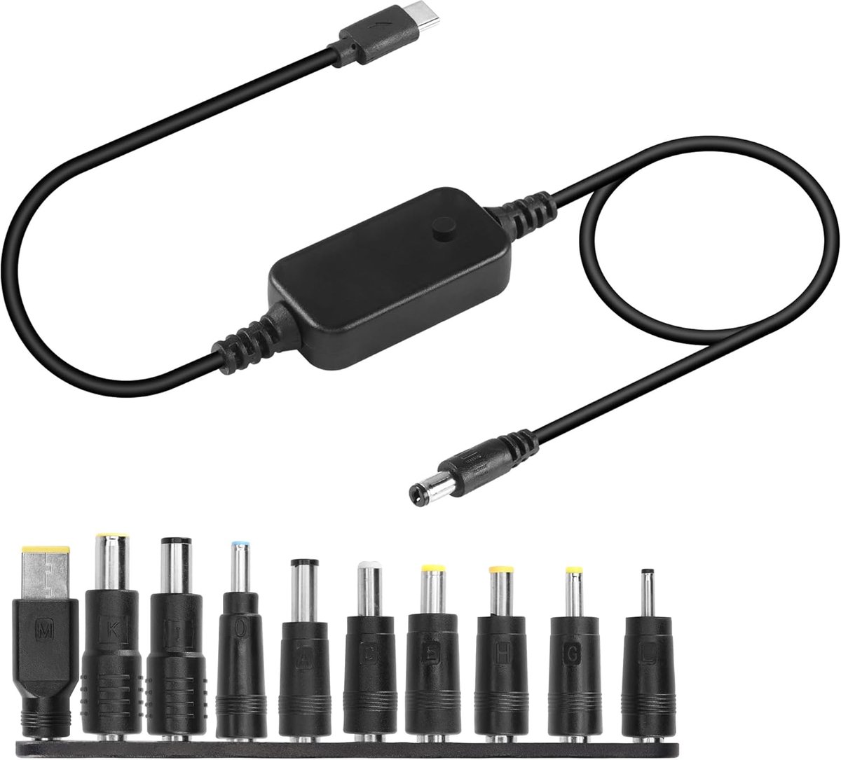 CERRXIAN 1.6m USB C to DC PD Adapter Cable with 10 Connectors, Type C to DC Power Cable, Adjustable Voltage - ShopVlot