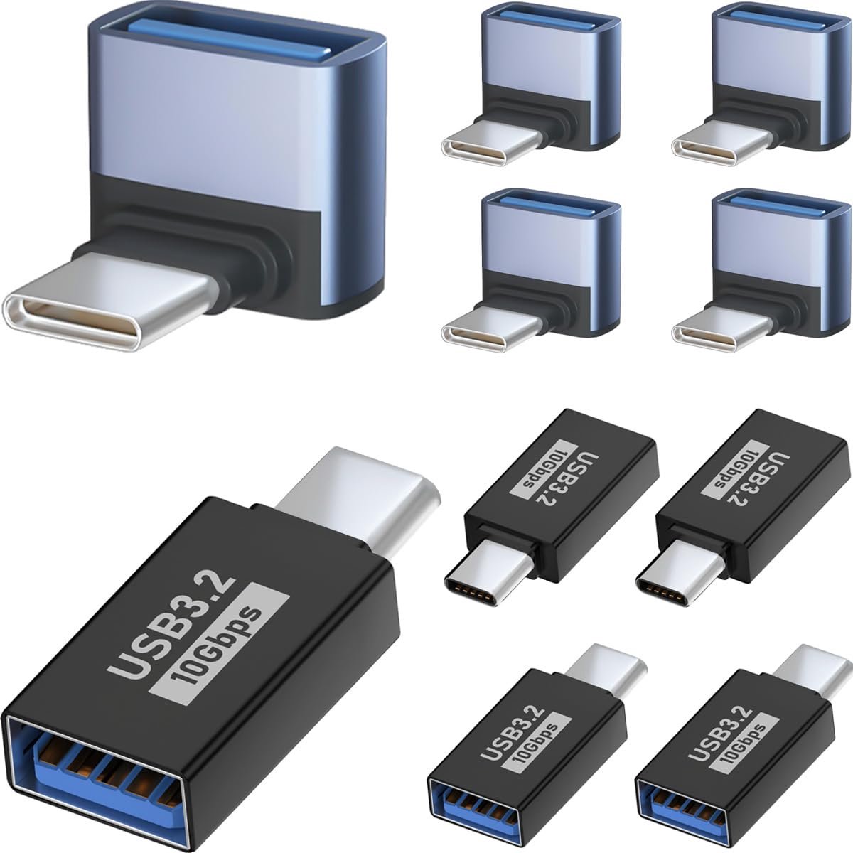 USB C to USB 3.1 Adapter, 90 Degree Type C Male to USB Female Adapter, 10Gbps Data Transfer Converter OTG Pairing - ShopVlot