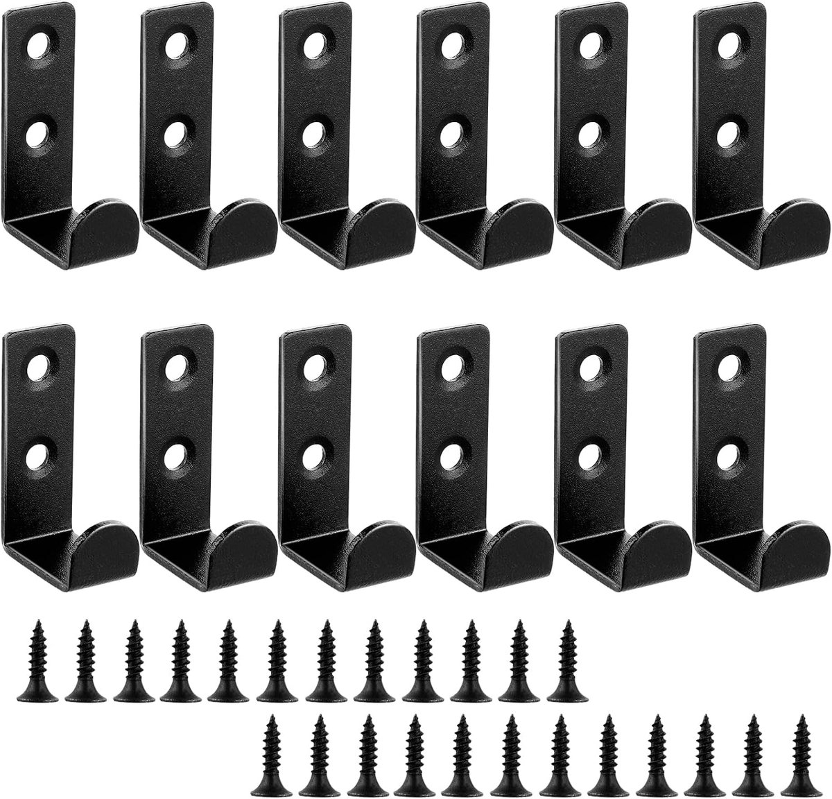Pack of 12 Heavy Duty Wall Hooks Clothes Hooks Wall Hooks J Shape Garage Hooks Black Universal Screws Hooks for Living - ShopVlot