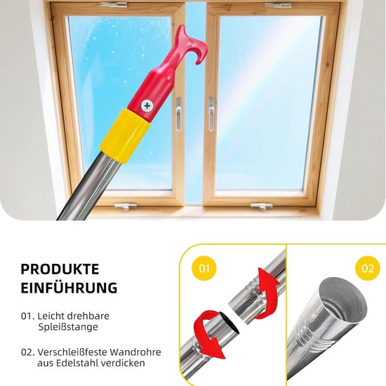Skylight Stick Hook Rod for Attic Hook Floor Stairs - Floor Stair Tow Bar with Tie Rod, 5-Piece Rod Attic Hooks, 139 - ShopVlot — afbeelding 2