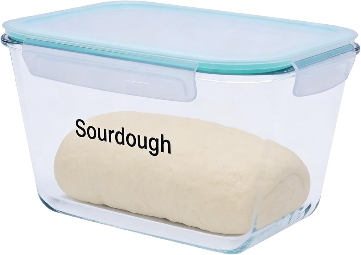 Sourdough Starter Glass, 2 Litres, Borosilicate Glass Fermentation Glass with Airtight Plastic Lid and Ventilation - ShopVlot