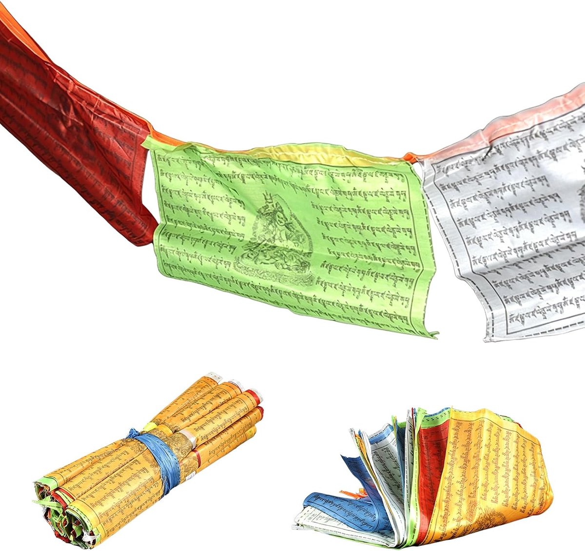 Tibetaanse gebedsvlag van 5 m met 20 vlaggen, traditionele kleuren, bestendig polyester, decoratie voor meditatie - ShopVlot