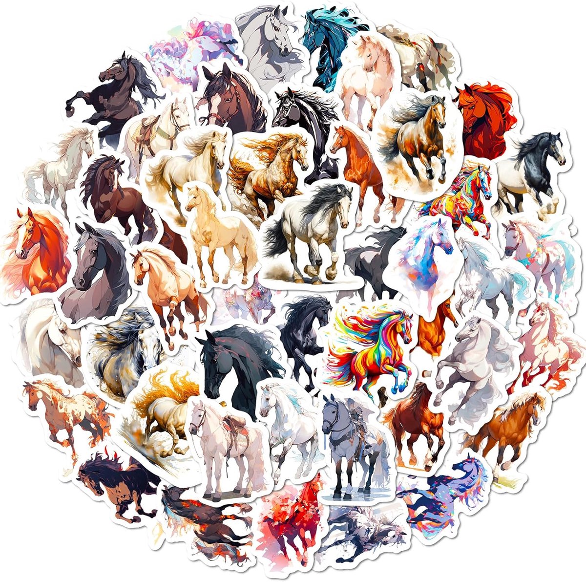 100 paardenraces dieren stickers, kinder leuke paarden dieren decoratie, skateboarding dagboek laptop gitaar beker - ShopVlot