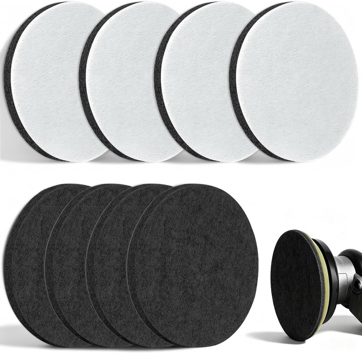 8 Stuks 125mm Vilt Polijstpad Zacht Wasbaar Polijstaccessoire excentrische schuurmachine 125mm Herbruikbaar voor het - ShopVlot