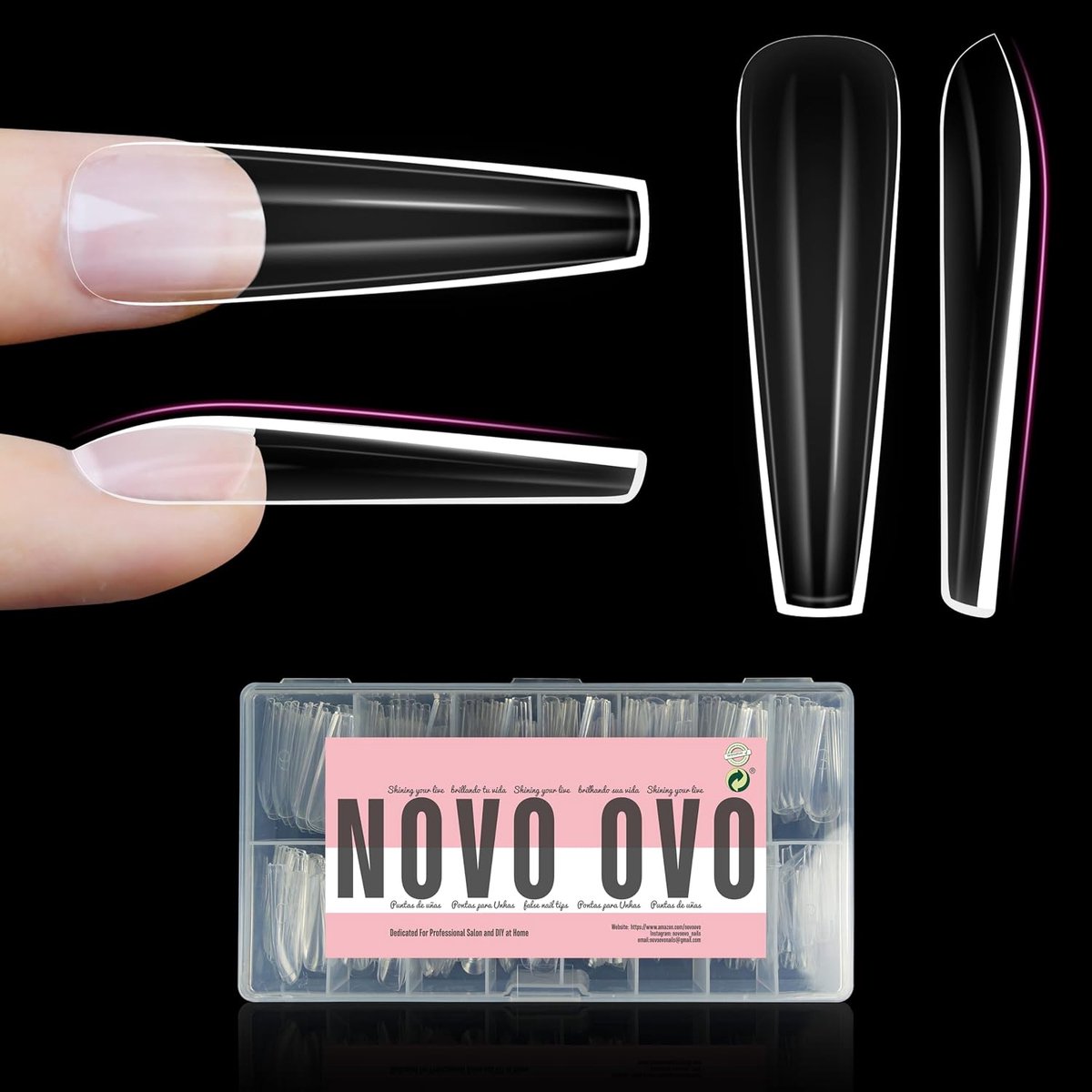 NOVO OVO Sculpted XXL Nail Tip for Curved Nail Beds, Extra Thick Long False Nails, Press-on Full Coverage Soft Gel - ShopVlot