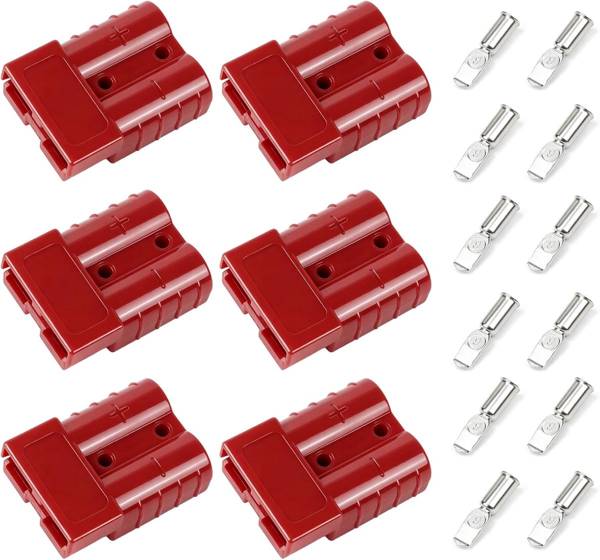 6 stuks Anderson-stekkers 50 A, 600 V accuaansluiting Quick Connect, batterijstekker met 12 stuks koperen klemmen - ShopVlot