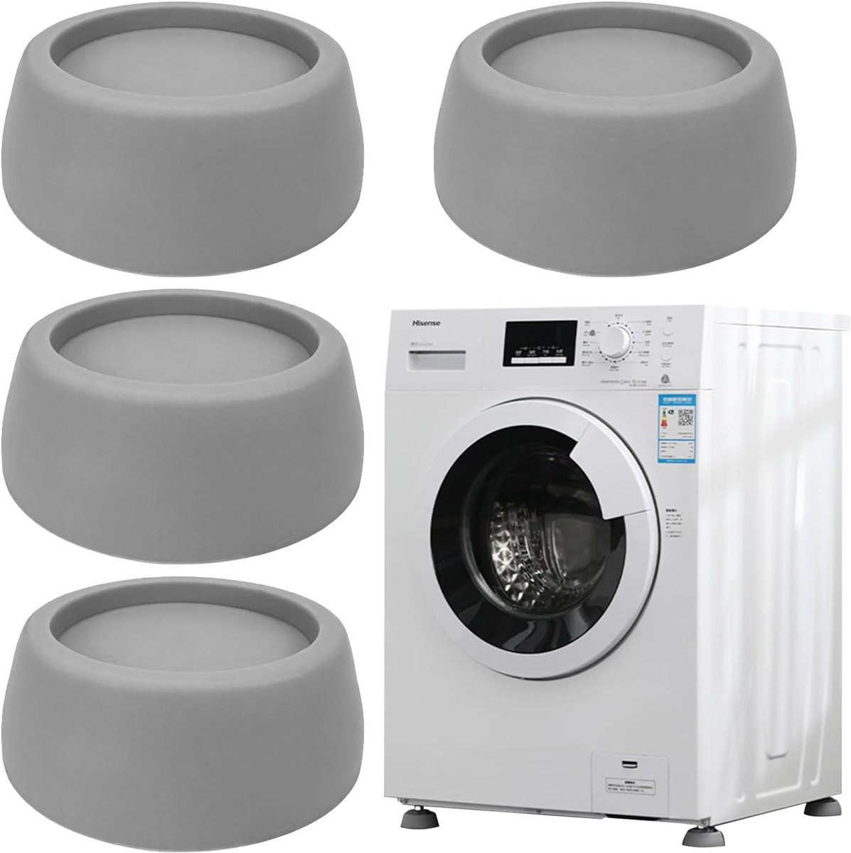4 Pcs Anti-Vibration Pads for Washing Machine, Grey, Anti-vibration Foot Washing Machine, Universal Non-Slip Mat - ShopVlot