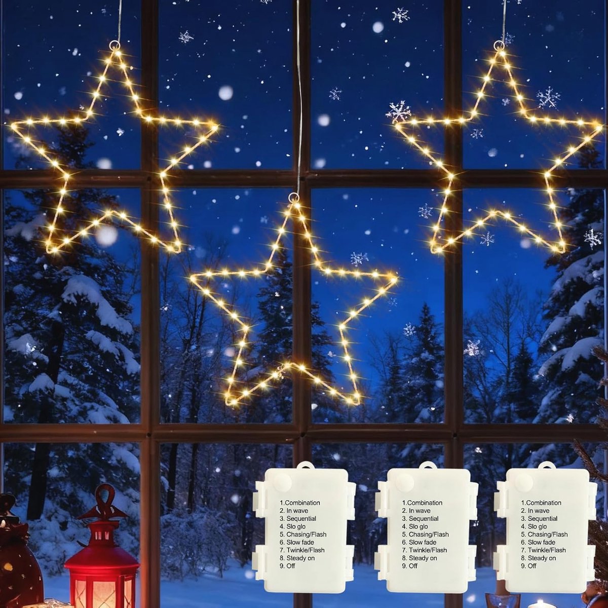 Christmas Decoration 45 LED Star Fairy Lights for Outdoor and Indoor Use with 8 Modes + IP44 + Battery Operated - ShopVlot