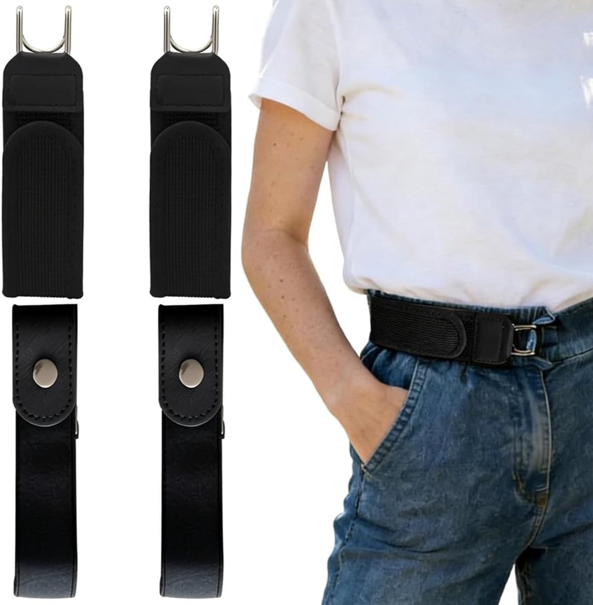 2026 Nieuwe Schnallenloser Gürtel für Herren Damen, Elastische Zonder Schnall, Verstelbare Metallen HakenGürtel - ShopVlot
