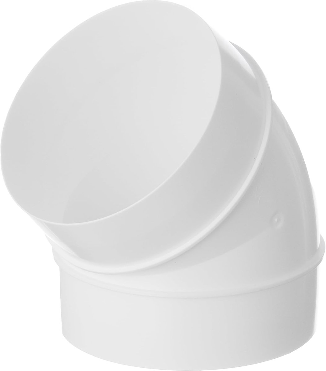 Ø 125mm Plastic 45 degree bend - Round plastic ducts - Ventilation Duct Hose Joint Elbow - ShopVlot