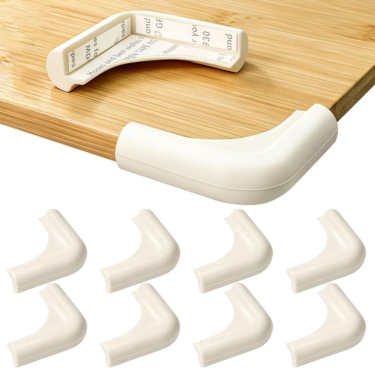Pack of 8 Baby Corner Protectors Edge Protection Silicone Self-Adhesive Beige - ShopVlot