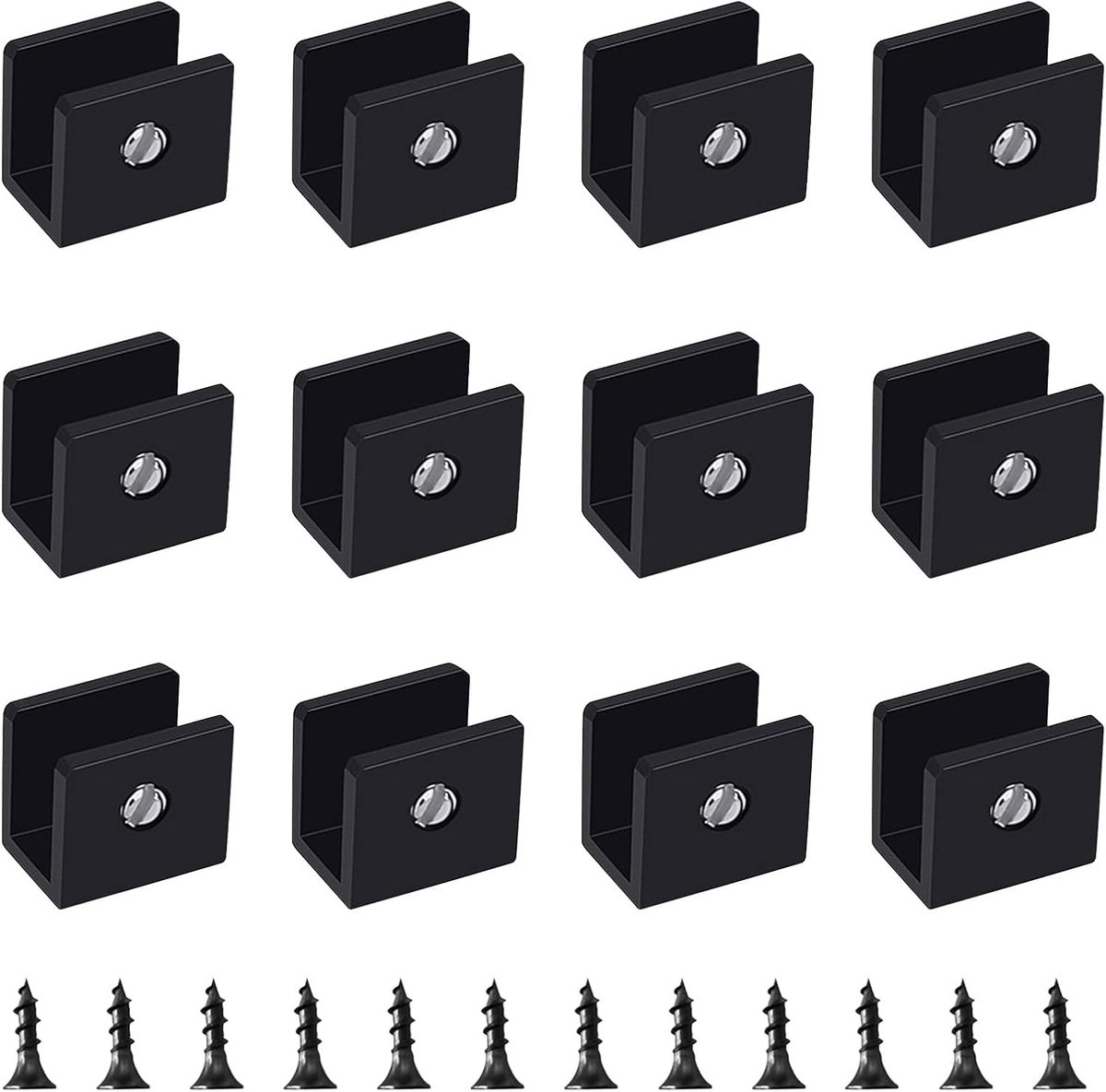 Glasplankenbeugels 12PCS - Verstelbaar vierkant - Aluminium glasclamps - Voor 6-8mm dikke glasplanken - ShopVlot