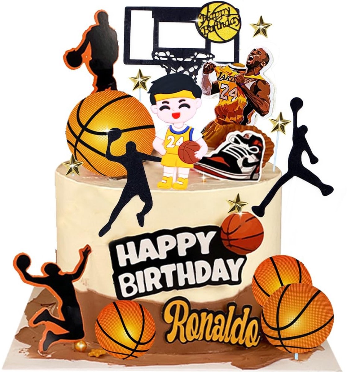Solidchoice - 19-delige Basketball Taartdecoratie voor Feestjes